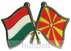  Kitűző, páros zászló Magyar- Észak-Macedón jelvény 26x15 mm