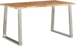 vidaXL Masă de bucătărie, 140x80x75 cm, lemn acacia & oțel inoxidabil (283892)