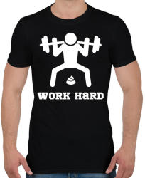 printfashion Fehér WORK HARD edzős felszerelés - Férfi póló - Fekete (2028436)