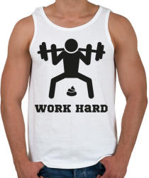 printfashion Work Hard - vicces póló edzéshez - Férfi atléta - Fehér (2028238)