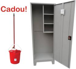 Plus Mobilier Dulap metalic Premium curatenie AC60 cu picioare, 600x400x1920 mm, neasamblat+Set: Galeata+Storcator+Mop gri 1 3 40 kg Dulap metalic obiecte curatenie 600x400x1920 (61003809) Dulap arhivare