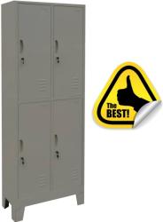+Plus Mobilier Vestiar metalic Premium cu picioare 4 usi (2x2) 600x500x1920 mm (LxlxH), Neasamblat, PLUS gri Vestiar metalic compact 4 Da 600x500x1920 (61003822)
