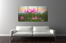 Lotus virág 3 részes vászonkép, többrészes falikép (100cmX55cm)