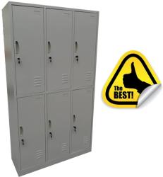 +Plus Mobilier Vestiar metalic Premium cu 6 usi (3x2) 1000x350x1800 mm (LxlxH), Asamblat, PLUS gri 6 6 30 kg Nu Vestiar metalic cusetat 1000x350x1800 (61003825)