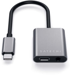 Satechi USB-C to 3.5mm Headphone Jack Adapter - USB-C адаптер към 3.5 аудио изход и USB-C изход (39518)