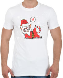 printfashion Santa Cat - Férfi póló - Fehér (2044861)