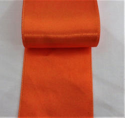 Szatén szalag kétoldalas, narancssárga, 65 mm