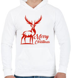 printfashion Deer Merry Christmas - Férfi kapucnis pulóver - Fehér (2047185)