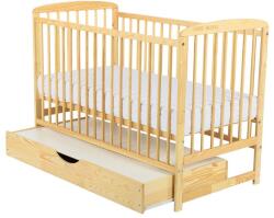 BabyNeeds Patut din lemn Ola 120x60 cm cu sertar Natur (BOOLA02NT)