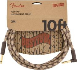 Fender Festival hangszerkábel, 3m, Pure Hemp, Brown Stripe