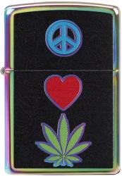 Zippo Brichetă Zippo 6345 Pot Leaf/Marijuana, Love & Peace Sign (6345)