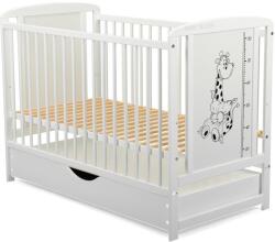 BabyNeeds Patut din lemn Timmi Girafa 120x60 cm cu sertar Alb (BOTIMG02AL)