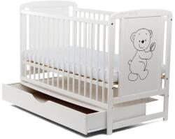 BabyNeeds Patut din lemn Timmi 120x60 cm cu sertar Alb (BOTIM02AL)