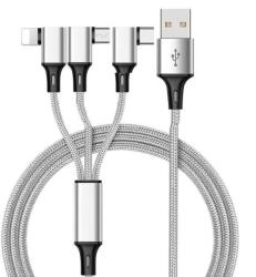  Prémium adat és töltő kábel, 3 az 1-ben, USB-ről Lightning/USB-C/MicroUSB csatlakozó, Android és iPhone készülékekhez, 1 méter, asztroszürke (TB1268)