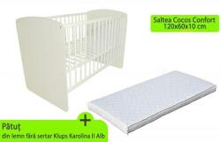 Klups Patut fara sertar KLUPS KAROLINA II Alb + Saltea Cocos Confort 10 cm (NT0406-10-9918)
