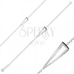 Ekszer Eshop 925 ezüst karkötő - háromszög kivágással, téglalap alakú láncszemek, delfinkapocs
