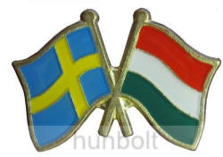  Kitűző, páros zászló Svéd -Magyar jelvény 26x15 mm