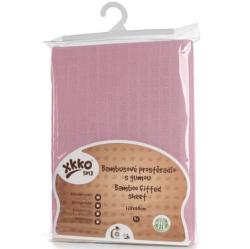  XKKO Bambusz lepedő gumival 120x60, Baby Pink (BMBSH6002)