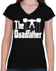 printfashion The quadfather - Női V-nyakú póló - Fekete (2063110)