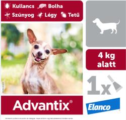 Elanco Advantix spot on - rácsepegtető oldat 4 kg alatti kutyáknak A. U. V. 1 db 0, 4 ml ampulla nyitott dobozból