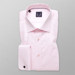 Willsoor Cămașă slim fit pentru bărbați, de culoare roz deschis, cu model uniform 11393