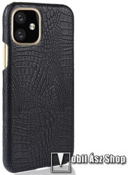 Műanyag védő tok / hátlap - FEKETE - bőr hatású, krokodilbőr mintás - APPLE iPhone 11 Pro Max