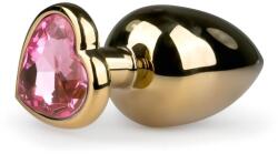 EasyToys Metal No. 8 - anál plug szíves talppal - arany-pink (3, 5cm) - sexshopcenter