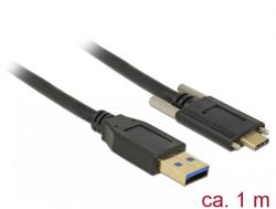 Delock Cablu SuperSpeed USB 10 Gbps (USB 3.1 Gen 2) tip A la USB-C cu suruburi pe laterale T-T 1m Negru, Delock 83718 (83718)