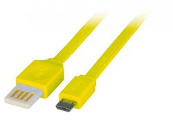 Lindy Cablu USB 2.0 la micro USB-B Flat reversibil 0.5m Galben, Lindy L30905 (L30905)