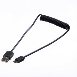 Roline Cablu spiralat USB 2.0 la micro USB-B Negru 1m, Roline 11.02. 8317 (11.02.8317-10)