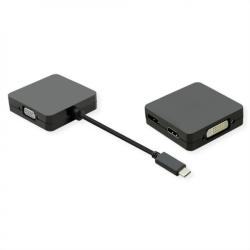 Valueline Adaptor USB-C la VGA / DVI / HDMI / Displayport 4K60Hz T-M 0.1m Negru, Value 12.99. 3231 (12.99.3231-5)
