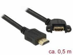 Delock Cablu prelungitor HDMI tip A T-M panel-mount unghi 110 grade 4K 30 Hz 0.5m, Delock 85467 (85467)
