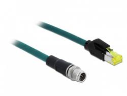 Delock Cablu de retea M12 8 pini X-coded la RJ45 Hirose TPU 2m, Delock 85430 (85430)