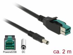 Delock Cablu PoweredUSB 12 V la DC 5.5 x 2.1 mm 2m pentru POS/terminale, Delock 85498 (85498)