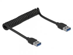 Delock Cablu USB 3.0 tip A T-T spiralat 30-70cm Negru, Delock 85348 (85348)
