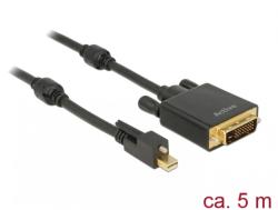 Delock Cablu mini Displayport 1.2 cu surub la DVI 4K 30 Hz Activ 5m T-T negru, Delock 85637 (85637)