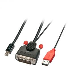 Lindy Cablu DVI-D la Mini Displayport Activ cu alimentare USB 1m Negru, Lindy L41996* (L41996)