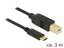 Delock Cablu USB tip C 2.0 la USB tip B T-T 3m Negru, Delock 83666 (83666)