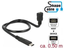 Delock Cablu micro USB-B 2.0 la USB-C M-T Negru ShapeCable 0.5m, Delock 83931 (83931)
