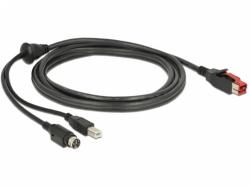 Delock Cablu PoweredUSB 24V la USB-B + Hosiden Mini-DIN 3 pini 3m pentru POS/terminale, Delock 85489 (85489)