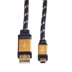Roline Cablu GOLD USB 2.0 la mini USB T-T 1.8m, Roline 11.02. 8822 (11.02.8822-10)