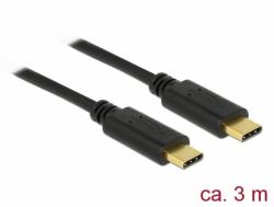 Delock Cablu USB 2.0 tip C T-T Negru 3m 3A, Delock 83867 (83867)