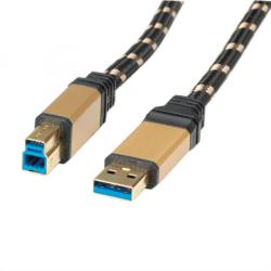 Roline Cablu USB 3.0 tip A la tip B GOLD T-T 0.8m, Roline 11.02. 8900 (11.02.8900-10)