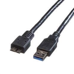 Roline Cablu USB 3.0-A la micro USB-B T-T 0.8m Negru, Roline 11.02. 8873 (11.02.8873-10)