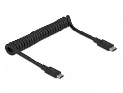 Delock Cablu USB 3.1-C la tip C 3A E-Marker T-T spiralat 30-70cm Negru, Delock 85350 (85350)
