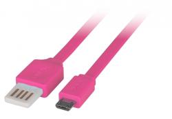 Lindy Cablu USB 2.0 la micro USB-B Flat reversibil 0.5m Pink, Lindy L30900 (L30900)