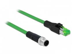 Delock Cablu de retea M12 4 pini D-coded la RJ45 PVC 2m, Delock 85438 (85438)