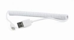 Gembird Cablu de incarcare + date USB 2.0 la iPhone Lightning spiralat 1.5m Alb, Gembird CC-LMAM-1.5M-W (CC-LMAM-1.5M-W)