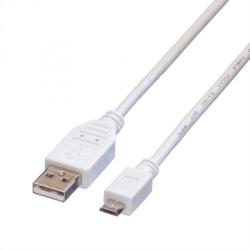 Valueline Cablu USB 2.0 la micro USB-B 1.8m Alb, Value 11.99. 8752 (11.99.8752-10)