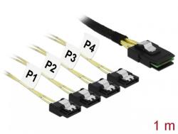 Delock Cablu Mini SAS SFF-8087 la 4 x SATA 7 pini 1m metal, Delock 85731 (85731)